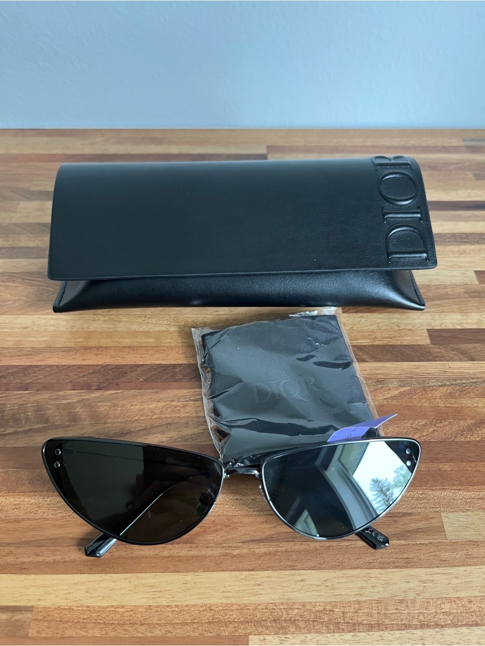 NWT Dior Cateye Sunglasses Black Metal Frames
